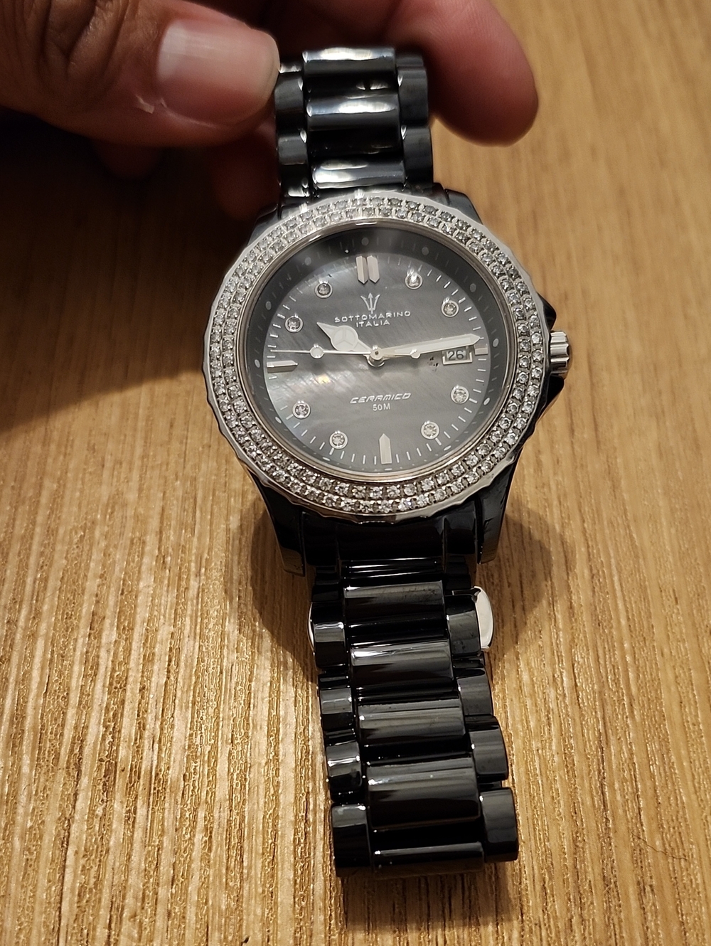 Sottosmarino Italia Black Ceramic Watch with Crystal Bezel